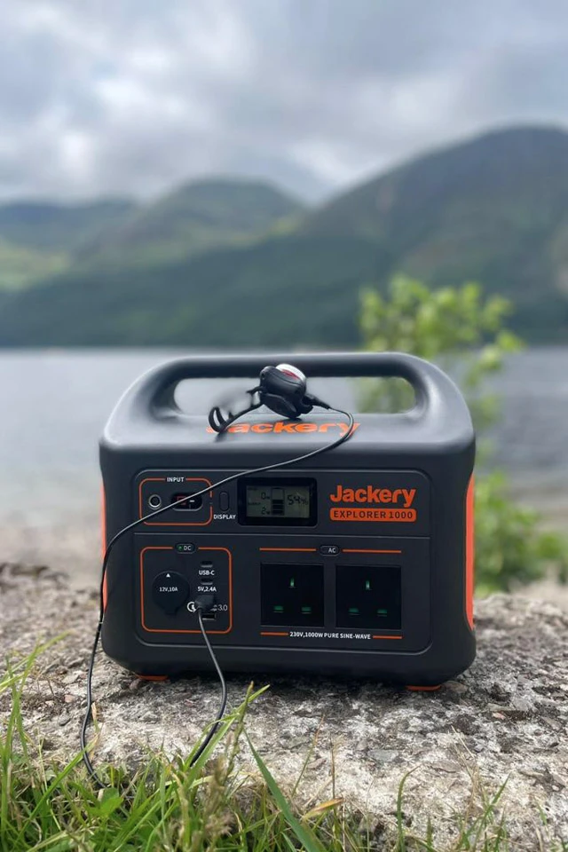 Jackery Power unit in use on Bike the UK for MS trip Land's End to John O'Groats