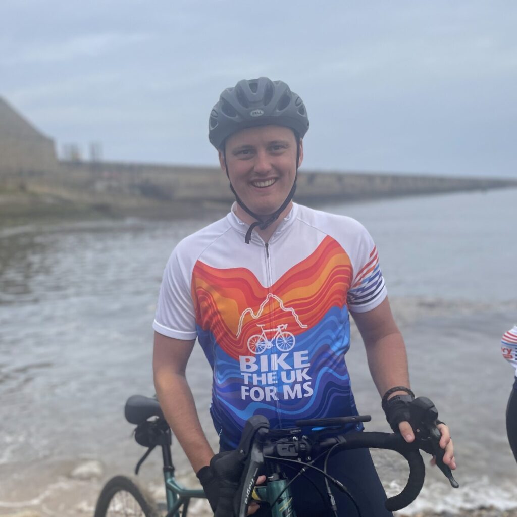 Dan at after the finish of his cycle from Sea to Sea for MS