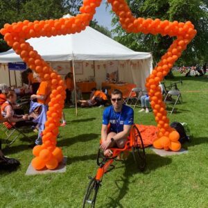 Mark Sinclair after racing in the marathon in his wheelchair bike