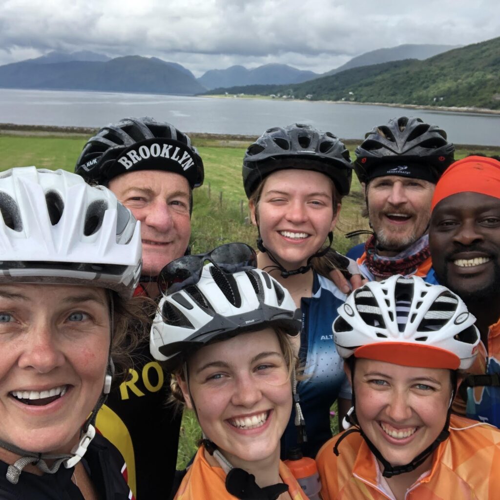 A selfie of Bike the UK for MS cyclists on Joh O'Groats to Land's End