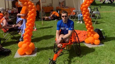 Mark Sinclair after racing in the marathon in his wheelchair bike