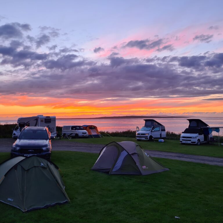 Camping at sunet with Bike the UK for MS