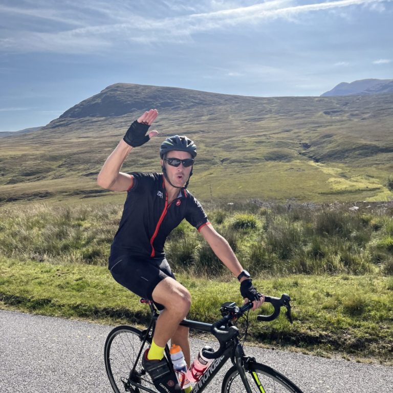 Riding celebrating on Bike the UK for MS trip